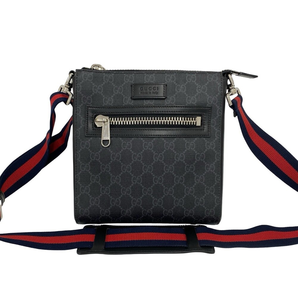 GUCCI Sherry Line GG Supreme Small Messenger Leather Polyurethane Shoulder Ba...